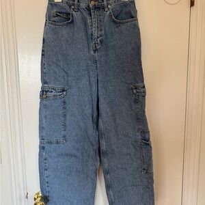 Topshop Blue Baggy Cargo Jeans